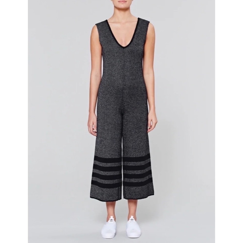 Native Youth Retrograde‎ Wide Leg Culotte Jumpsuit Grey/Black Size S Boho Artsy
